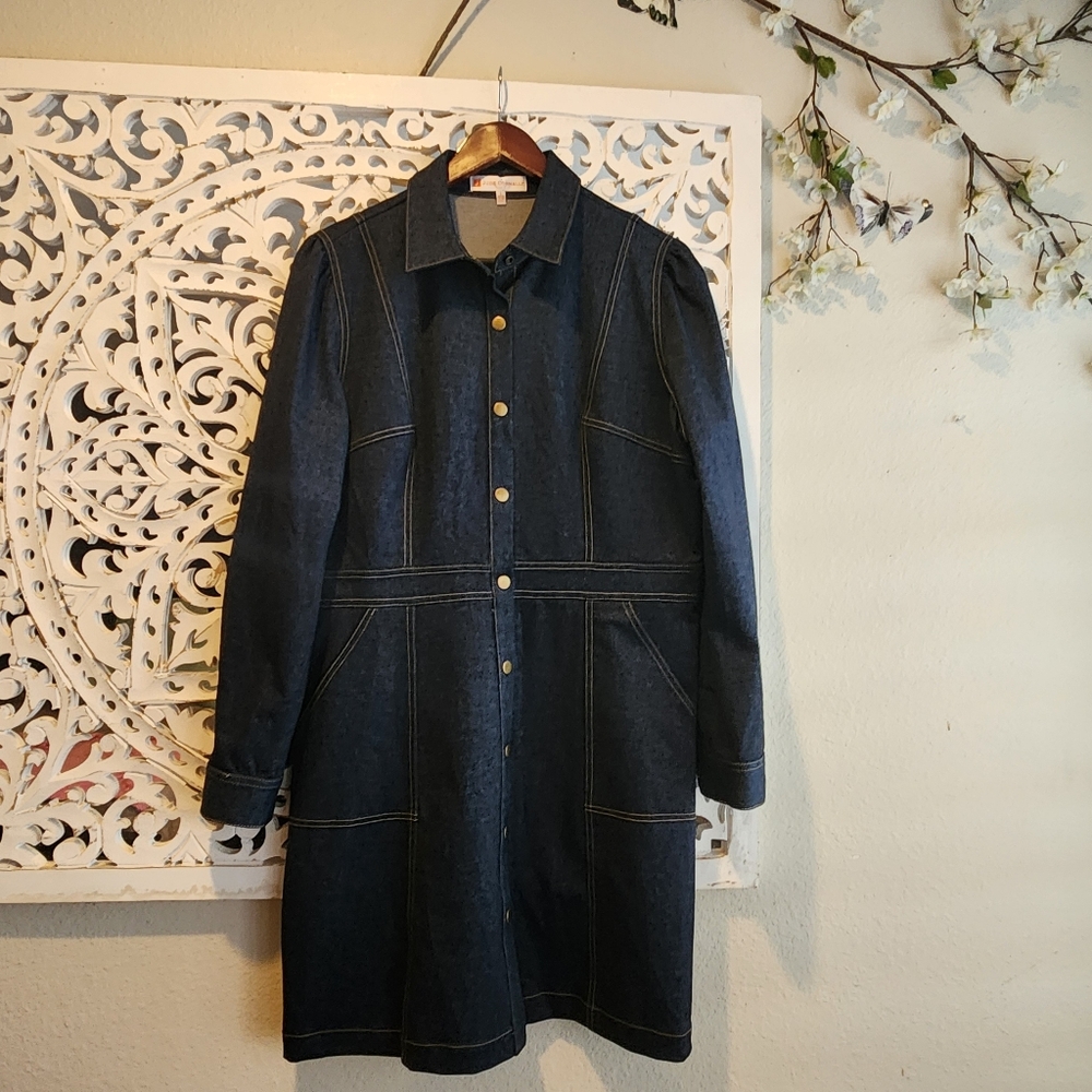 JUDE CONNALLY SOLANGE JUDE DENIM DRESS NAVY NWOT SIZE LARGE - Picture 6 of 16